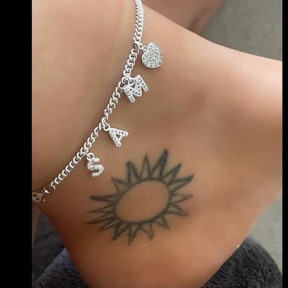 Custom Crystal Name Anklet Personalized