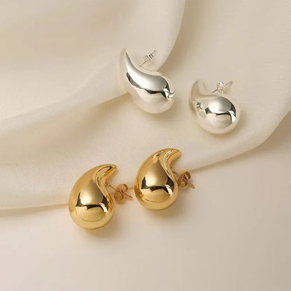 925 Sterling Silver 18K Gold Plated Chunky Teardrop Earrings
