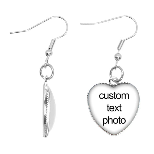 Custom Photo Heart-Shaped Drop Earrings