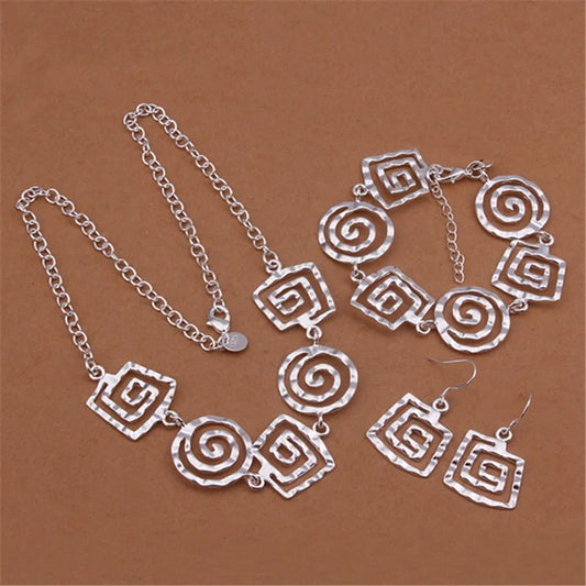 S925 Jewelry Sets Fine Thread Earrings Bracelets Necklace