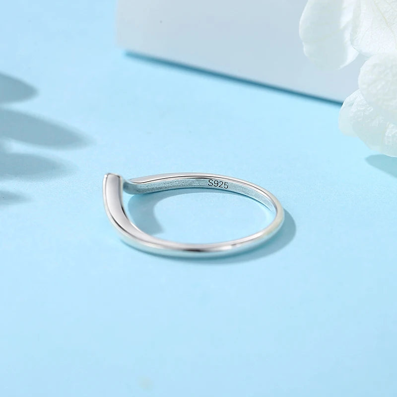 925 Sterling Silver Love Heart Crown Wishbone Zircon Ring