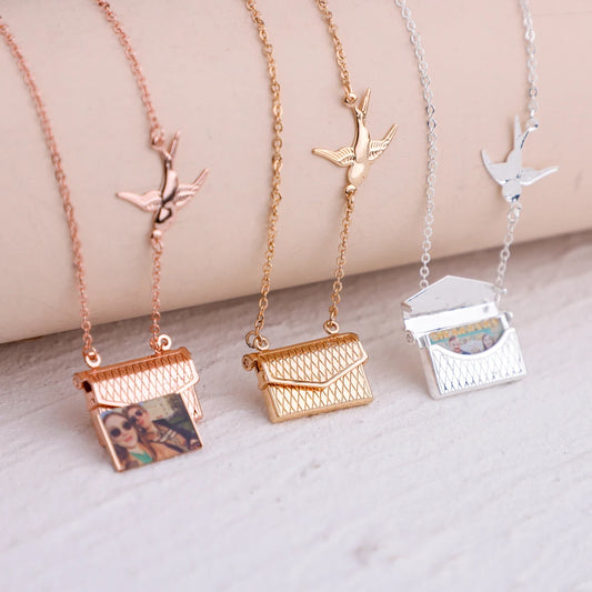 Envelope Pendant Necklace Custom your message or Photo Mail Pendant