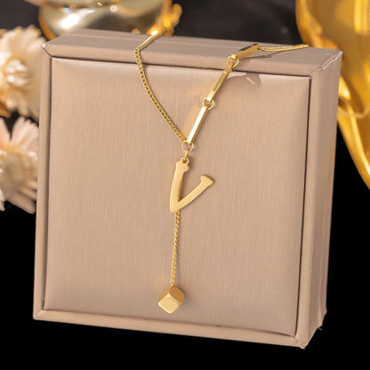Initial Letter Stainless Steel Pendant Necklace for Women
