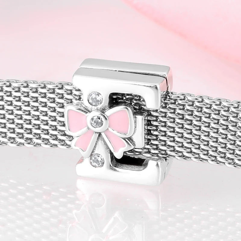 Top quality 925 Sterling Silver Letter A to Z Zircon clips Beads