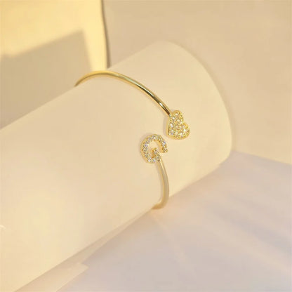 9mm Zircon Letters Bangle Plain Letter Charm Stagger