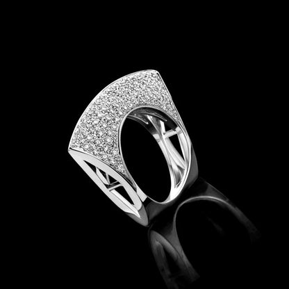 925 Sterling Silver Irregular Hollow Out Diamond Ring