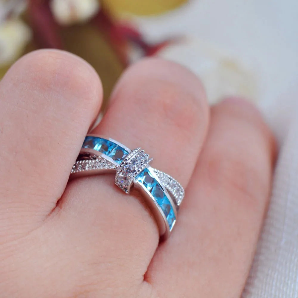 Hot 925 Sterling Silver Colored Zircon Rings for Women