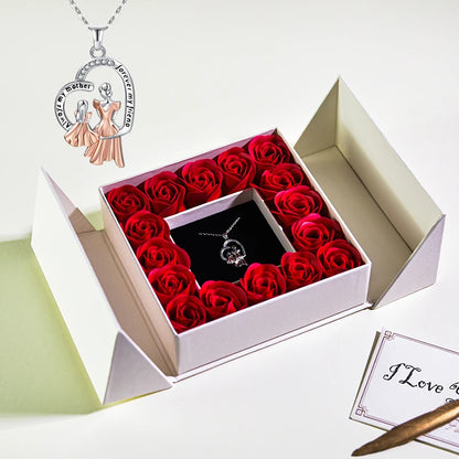 Elegant Pendant Necklace with Eternal Soap Rose Gift Box