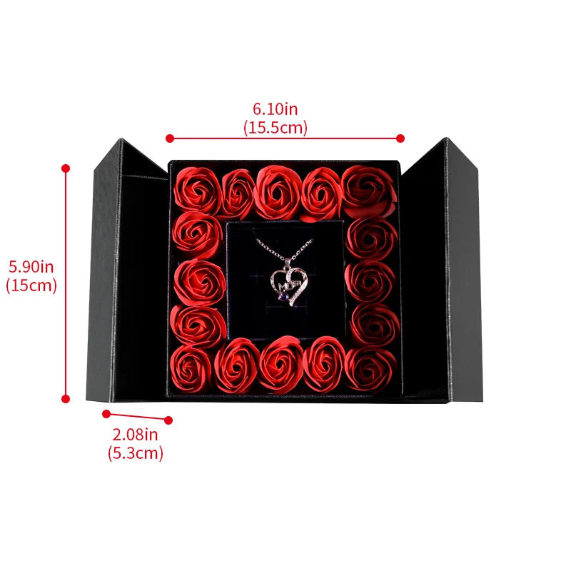 Elegant Pendant Necklace with Eternal Soap Rose Gift Box