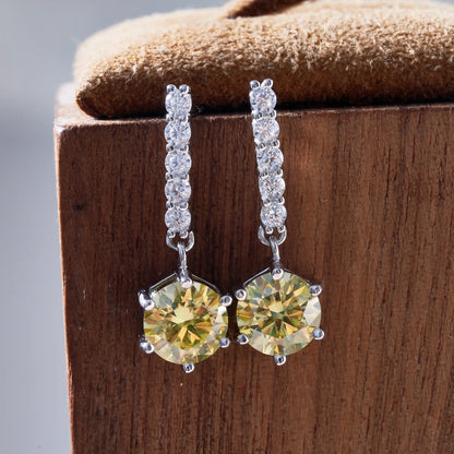 925 Sterling Silver 1 Carat Blue Color Moissanite Women Drop Earrings