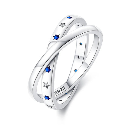 925 Sterling Silver Geometric Overlapping Zircon Rings