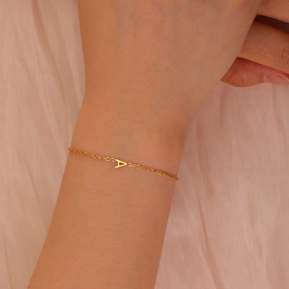 Custom Initial Letter Bracelet For Women - Stainless Steel
