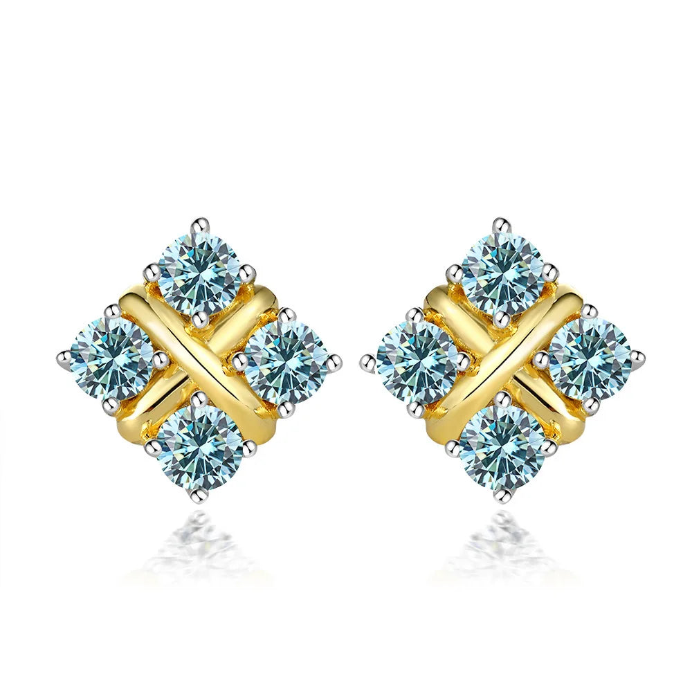 3MM 0.1ct Moissanite Stud Earrings (4pcs)  VVS1 GRA Certified, 925 Silver