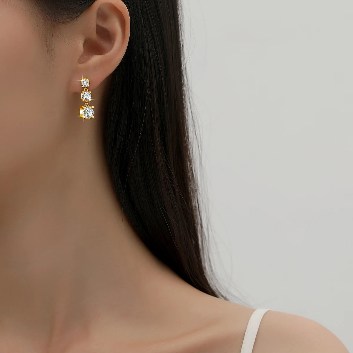 Full Moissanite Drop Earrings Gold Women D Color VVS1 Trending