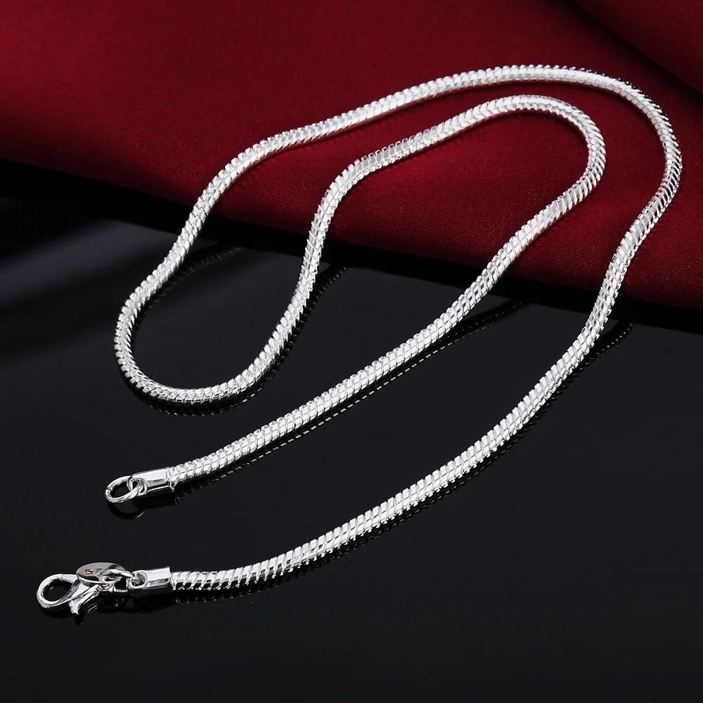 20-60cm 925 Sterling silver 3mm Snake Chain Necklace