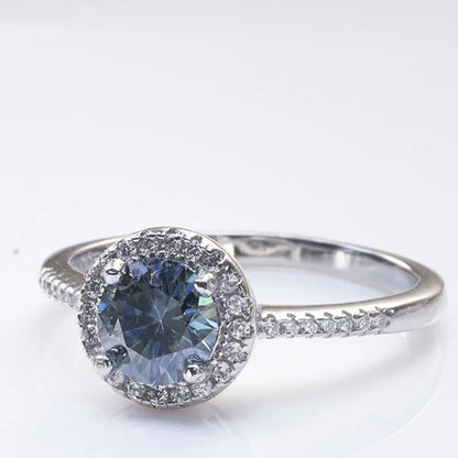 New Grey Color 1CT Moissanite Ladies Ring 925 Silver Jewerly