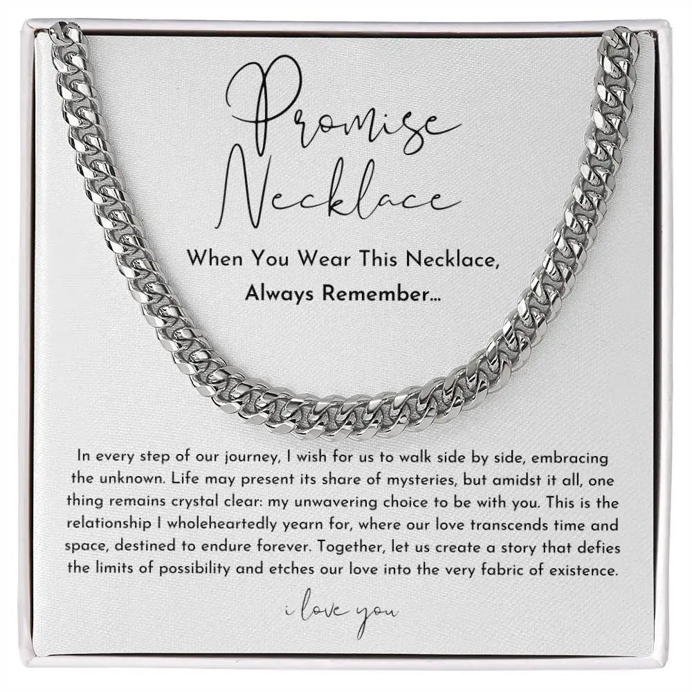 "To My Boyfriend" Promise Necklace – Stainless Steel Cuban Chain Gift for Him