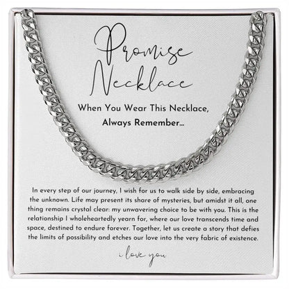 "To My Boyfriend" Promise Necklace – Stainless Steel Cuban Chain Gift for Him