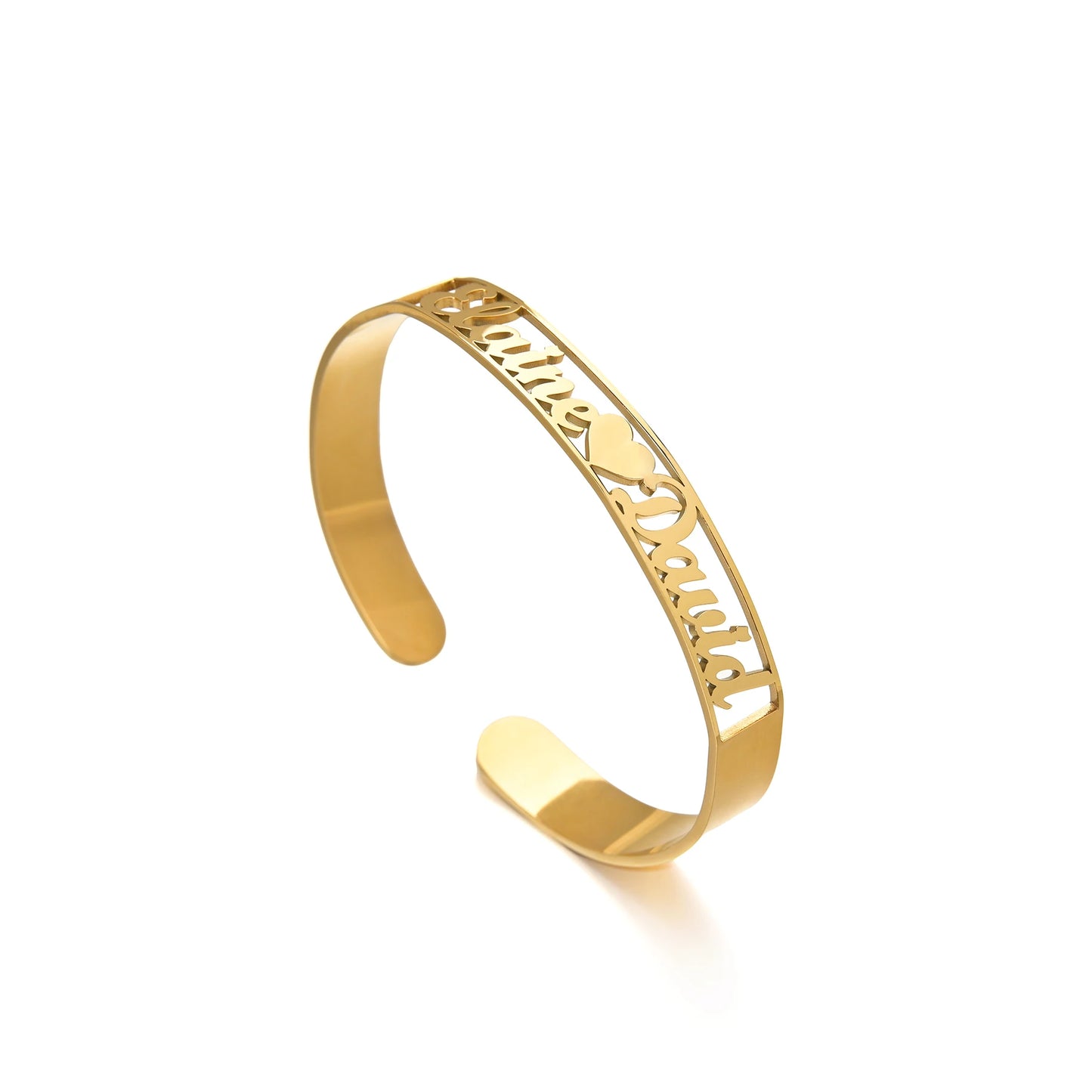 Customized Letters Name Bracelet for Women Men Stainless Steel Jewelry Personalized Heart Bangle