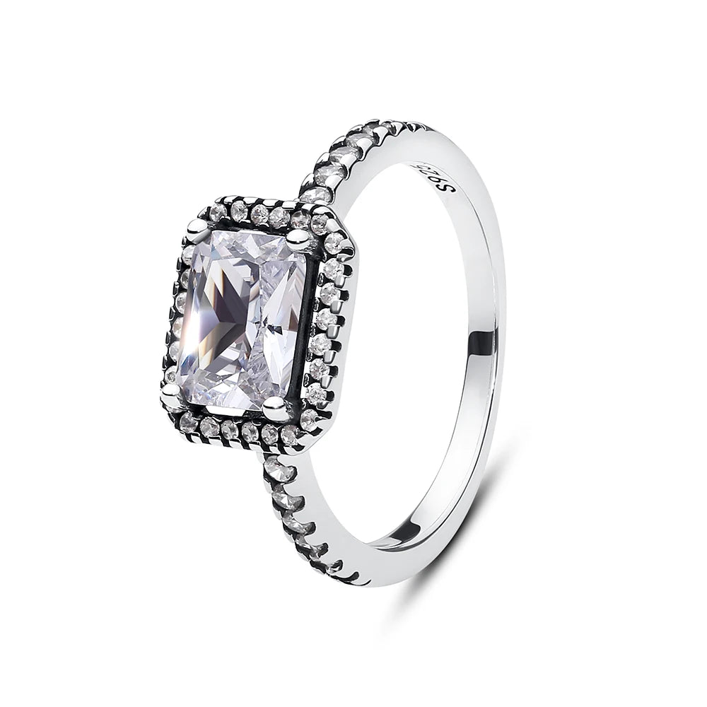 925 Sterling Silver Crown Crystal Ring in Rose Gold