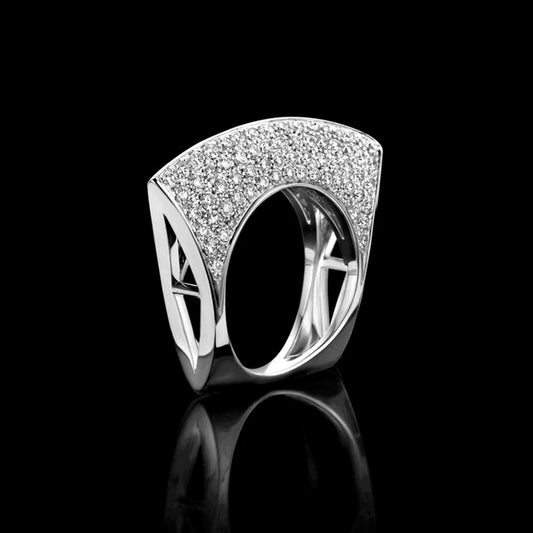 925 Sterling Silver Irregular Hollow Out Diamond Ring
