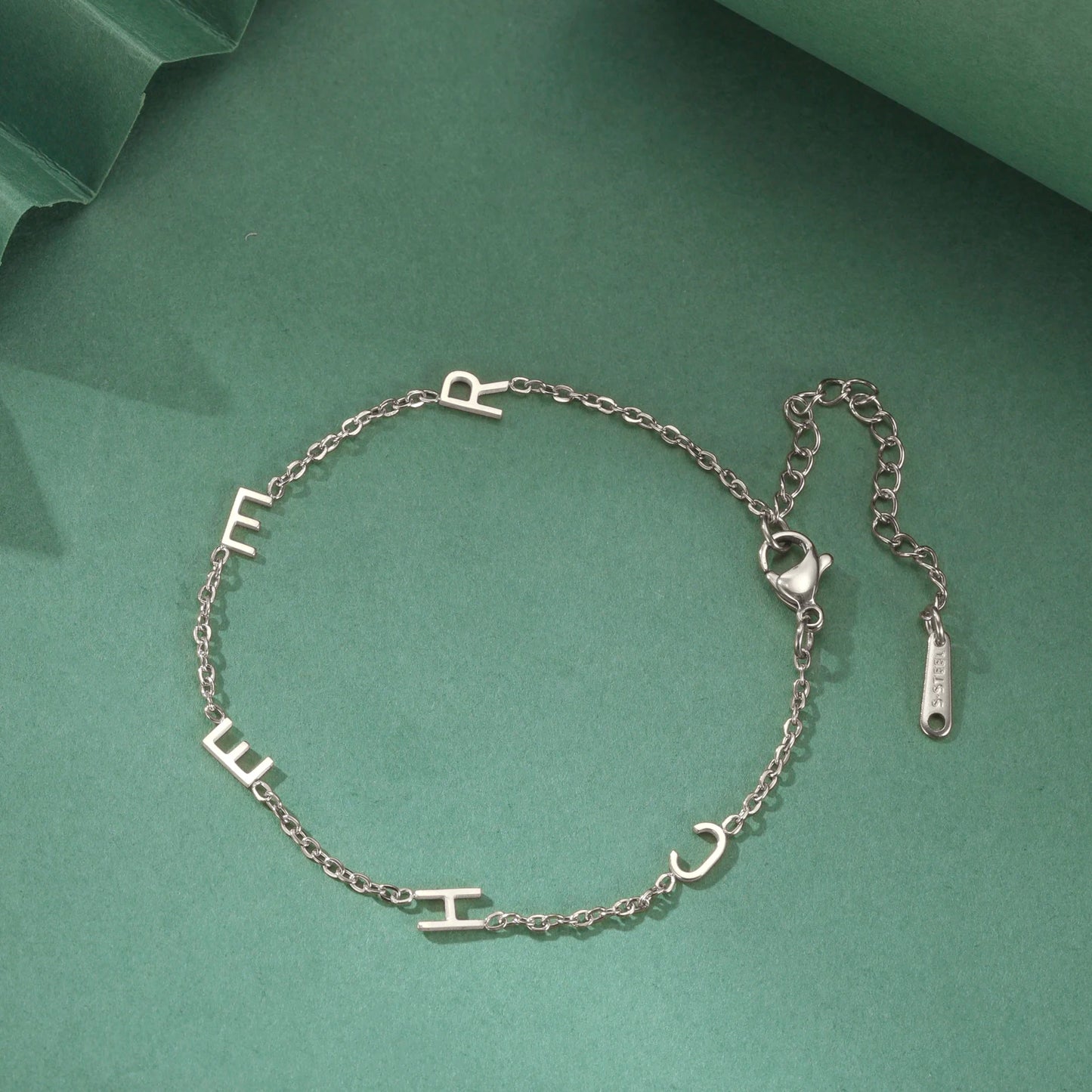 Custom Initial Letter Bracelet For Women - Stainless Steel