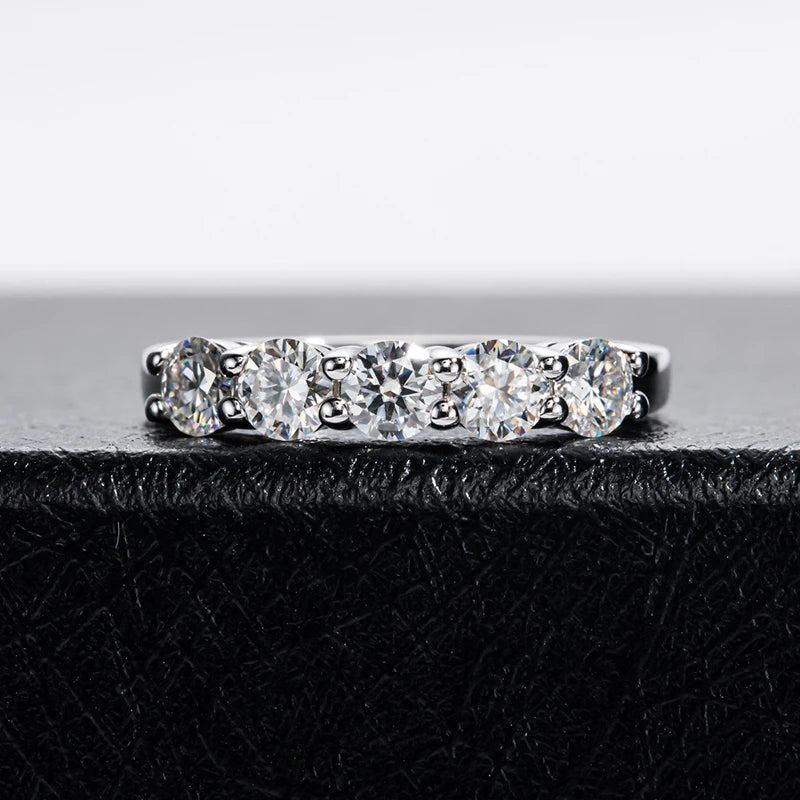 4mm D Color VVS Moissanite Ring For Women Total 1.5CT S925 Sterling Silver Jewelry