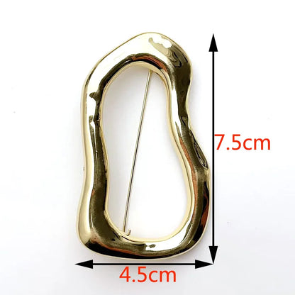 Exaggerated Irregular Oval Brooch Luxury Metal Pin for Women