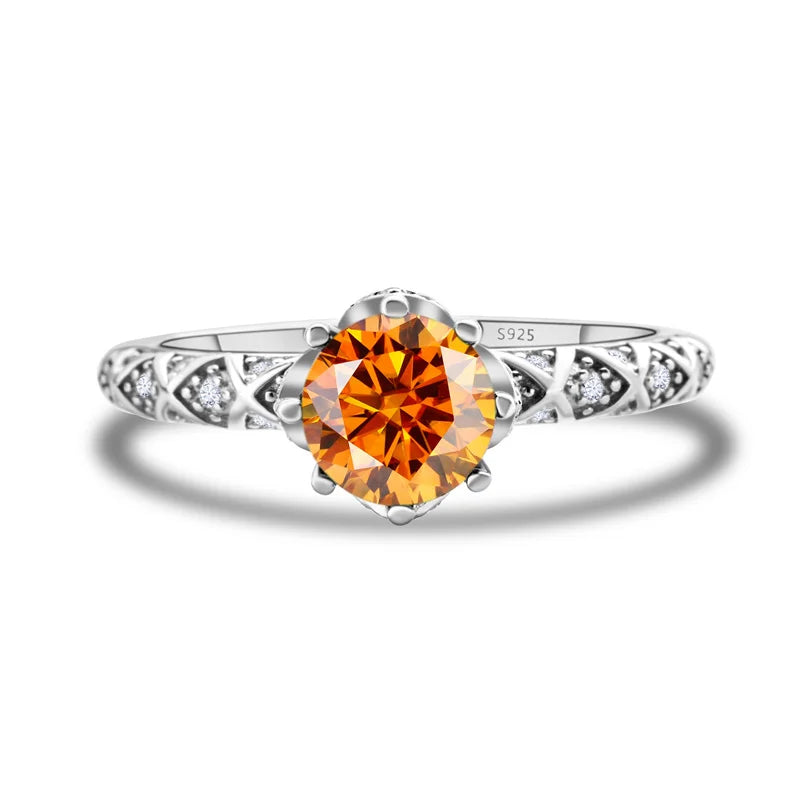 1 Carat 6.5mm D Color Moissanite Engagement Ring 925 Sterling Silver