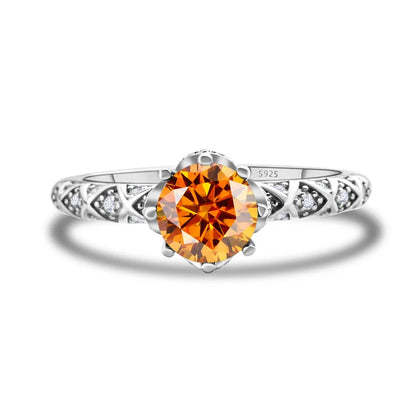 1 Carat 6.5mm D Color Moissanite Engagement Ring 925 Sterling Silver