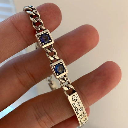 New Arrival 925 Sterling Silver Trendy Purple Crystal Graffiti Vintage Lady Charm Bracelets