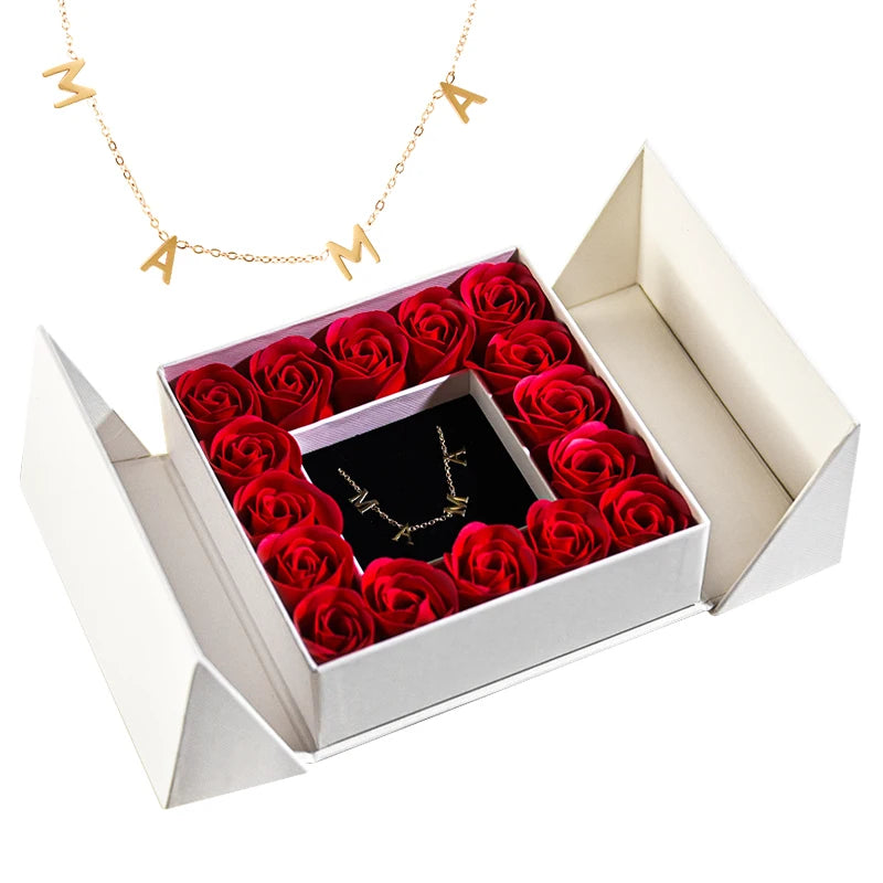 Elegant Pendant Necklace with Eternal Soap Rose Gift Box