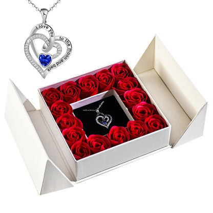 Elegant Pendant Necklace with Eternal Soap Rose Gift Box