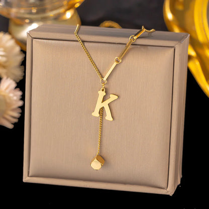 Initial Letter Stainless Steel Pendant Necklace for Women