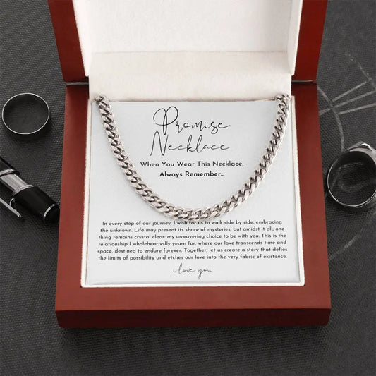 "To My Boyfriend" Promise Necklace – Stainless Steel Cuban Chain Gift for Him