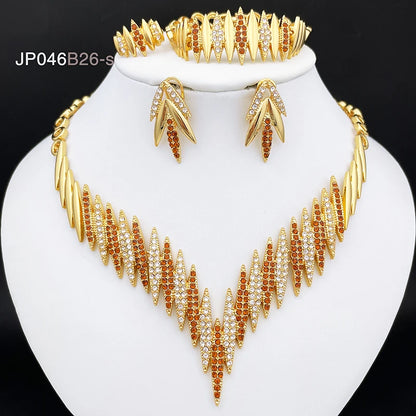 Fashion Jewelry Set for Women – Gold Color 4pcs Necklace and Earrings