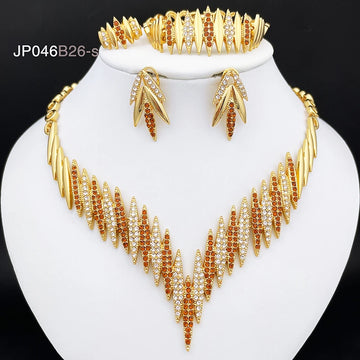 Fashion Jewelry Set for Women – Gold Color 4pcs Necklace and Earrings