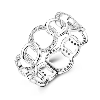 925 Sterling Silver Geometric Overlapping Zircon Rings