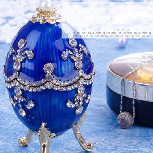 Easter Fabergé Egg Trinket Box – Hinged Enamel Jewelry Ornament