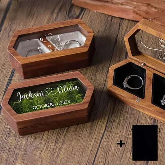 Custom Engraved Walnut Engagement Ring Box