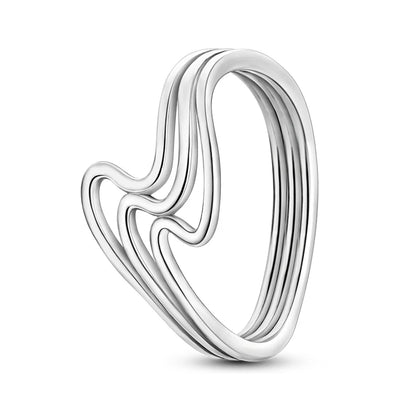 925 Sterling Silver Geometric Overlapping Zircon Rings