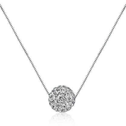 S925 Pure Silver Necklace – Elegant Crystal Ball Chain Design