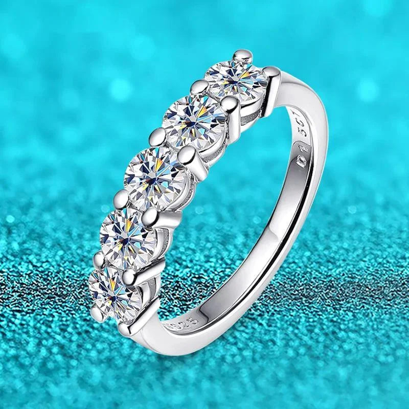 4mm D Color VVS Moissanite Ring For Women Total 1.5CT S925 Sterling Silver Jewelry