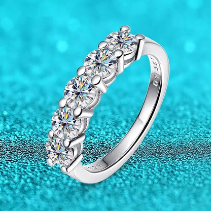 4mm D Color VVS Moissanite Ring For Women Total 1.5CT S925 Sterling Silver Jewelry