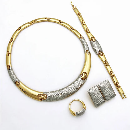 Italian Luxury 4-Piece Jewelry Set – Necklace, Earrings, Ring & Bracelet