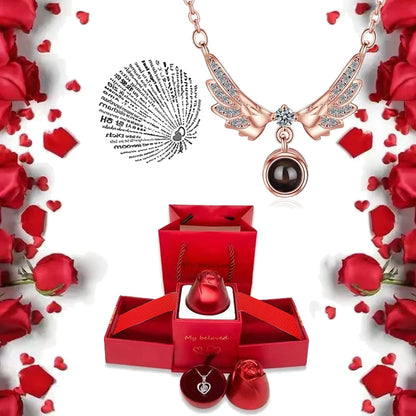 I Love You Projection S925 Necklace – 100 Languages with Rose Gift Box