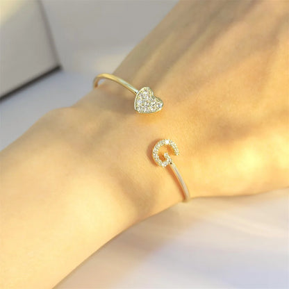 9mm Zircon Letters Bangle Plain Letter Charm Stagger