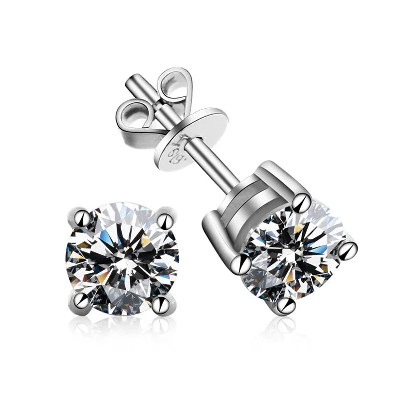 0.1-3CT Test Passed Moissanite Studs Earrings for Men Women S925 Silver