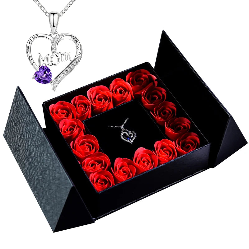 Elegant Pendant Necklace with Eternal Soap Rose Gift Box
