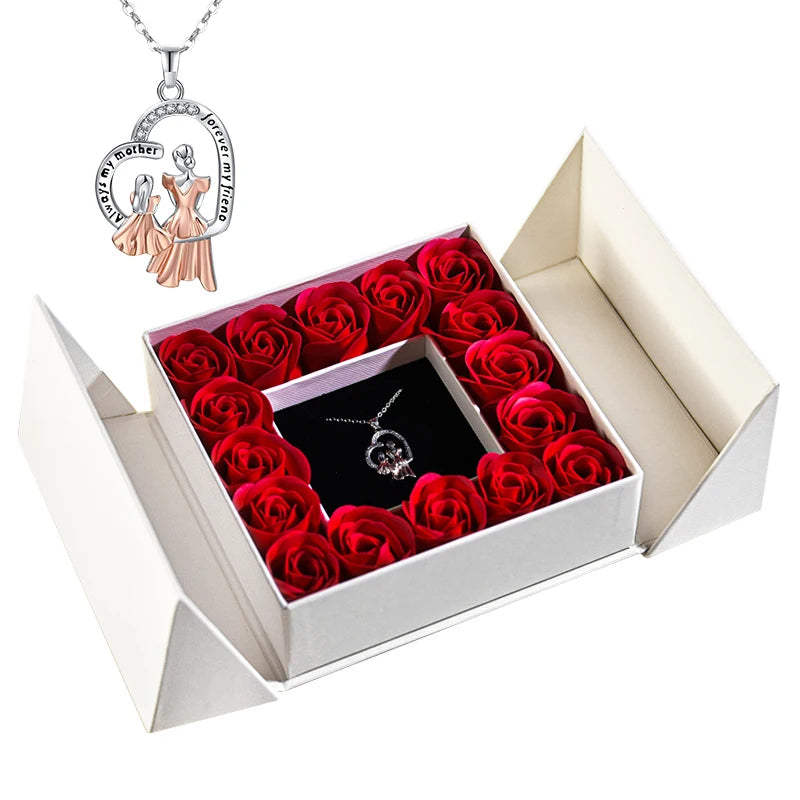 Elegant Pendant Necklace with Eternal Soap Rose Gift Box